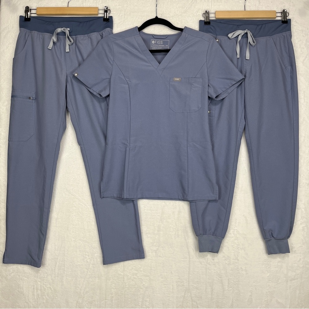 Figs Scrub Set Vapor Blue Space‎ Dye Catarina Slim Top XS Yola Zamora Pants XSP